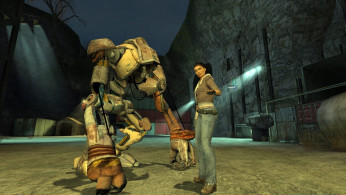 Half Life 2 Alex Vance with Dog in the Black Mesa East Scrapyard Screenshot via 