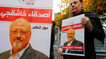 Posters with pictures of Journalist Jalam Khashoggi