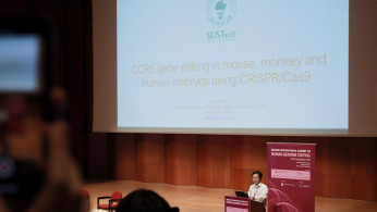 Scientist He Jiankui attends the International Summit on Human Genome Editing