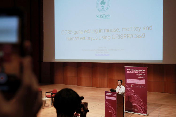 Scientist He Jiankui attends the International Summit on Human Genome Editing