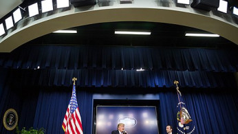 Donald Trump responds to a question during Q&A with Reed Cordish