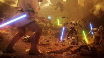 General Grevious facing Obi-Wan Kenobi on Geonosis