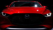 Mazda Corporation introduces the new 2020 Mazda 3 vehicle at the Los Angeles auto show in Los Angeles