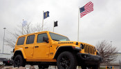 A Jeep Wrangler Moab is displayed outside the Chrysler Jeep Assembly plant in Toledo, Ohio