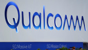 The logo of Qualcomm is seen during the Mobile World Congress in Barcelona