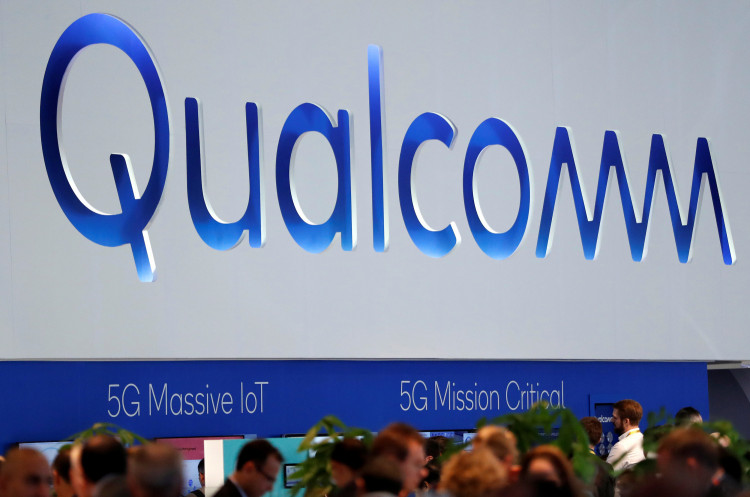 The logo of Qualcomm is seen during the Mobile World Congress in Barcelona