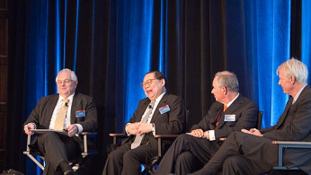 Martin Wolf, Victor Chu (First Eastern Investment Group), Steven Schwarzman (Blackstone) and Michael Spence (NYU)