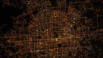 Satellite view of China at night