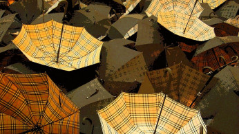 A photo of Burberry branded umbrellas