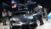 Toyota Supra displayed at the North American International Auto Show in Detroit, Michigan