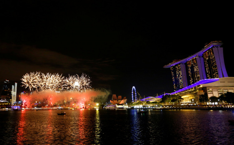 Fireworks light up the skyline in Singapore