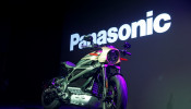 The Harley Davidson LiveWire electric motorcycle, developed in collaboration with Panasonic Automotive, is displayed at the 2019 CES in Las Vegas