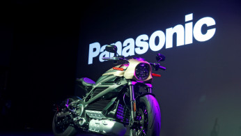 The Harley Davidson LiveWire electric motorcycle, developed in collaboration with Panasonic Automotive, is displayed at the 2019 CES in Las Vegas