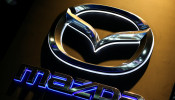 The logo of Mazda is pictured at the 38th Bangkok International Motor Show in Bangkok