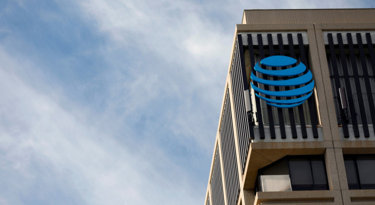 An AT&T logo is pictured in Pasadena, California, U.S.