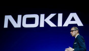 FILE PHOTO: Nokia CEO Rajeev Suri addresses the Mobile World Congress in Barcelona