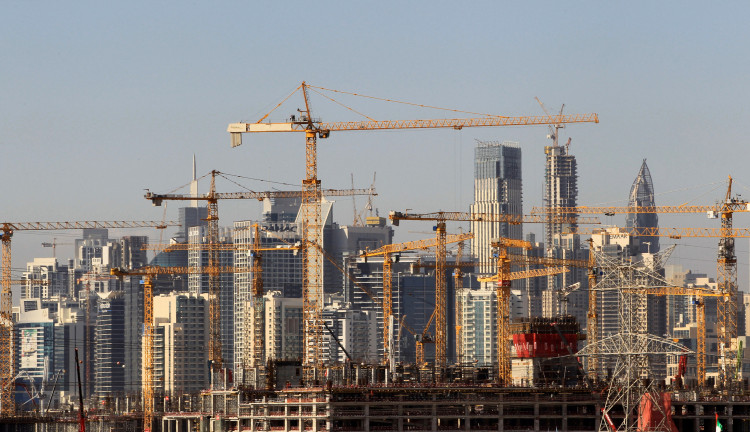 General view of Dubai's cranes at a construction site in Dubai, UAE