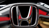 Honda's logo on its Modulo model is pictured at its showroom at its headquarters in Tokyo