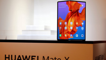 The new Huawei Mate X device is seen during a pre-briefing display ahead of the Mobile World Congress in Barcelona