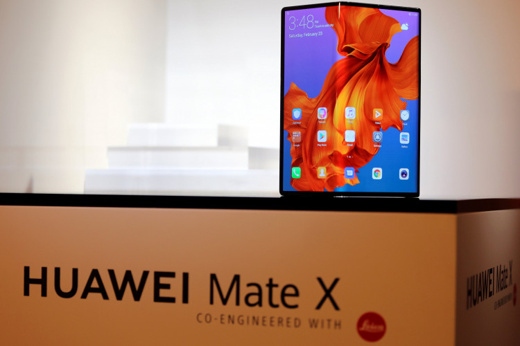 The new Huawei Mate X device is seen during a pre-briefing display ahead of the Mobile World Congress in Barcelona