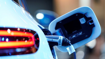 A charging port is seen on a Mercedes Benz EQC 400 4Matic electric vehicle at the Canadian International AutoShow in Toronto