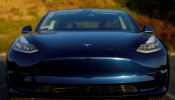 A 2018 Tesla Model 3 electric vehicle is shown in Cardiff, California,