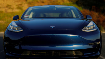 A 2018 Tesla Model 3 electric vehicle is shown in Cardiff, California,