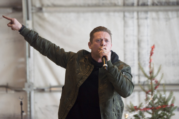 WWE Superstars “The Miz” and Alicia Fox perform during the chairman's Holiday Tour for service members at Operating Base Fenty, Dec. 24, 2017. 