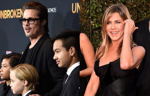 Brad Pitt with Kids; Jennifer Aniston