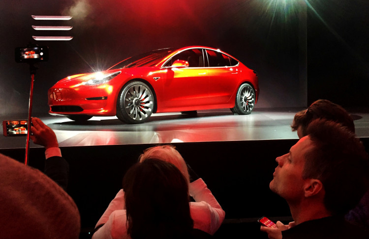 FILE PHOTO: A Tesla Model 3 sedan is displayed during its launch in Hawthorne