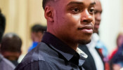 Errol Spence, Jr. at the Texas A&M University-Commerce campus for a panel discussion and Q&A session on March 19, 2014