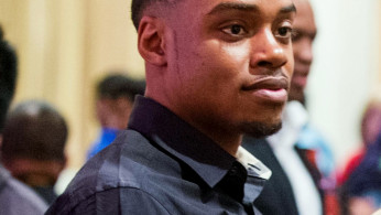 Errol Spence, Jr. at the Texas A&M University-Commerce campus for a panel discussion and Q&A session on March 19, 2014