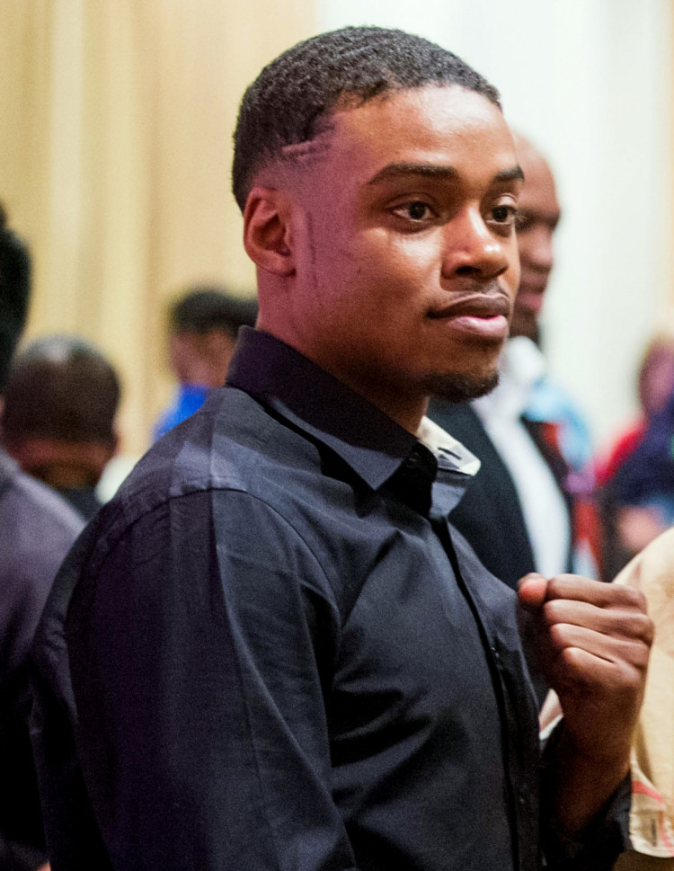 Errol Spence, Jr. at the Texas A&M University-Commerce campus for a panel discussion and Q&A session on March 19, 2014