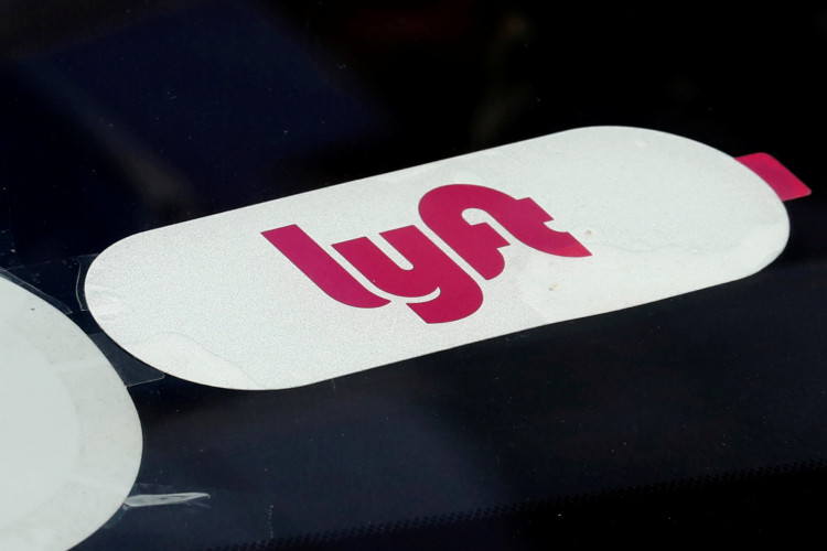 The Lyft logo is seen on ride-hailing car in Manhattan in New York City