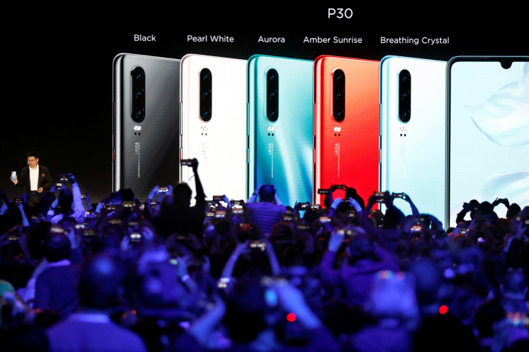 Richard Yu, CEO of the Huawei Consumer Business Group, unveils the new Huawei P30 and P30 Pro smartphones in Paris, France