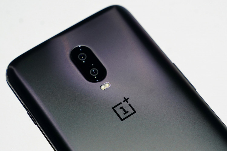 A OnePlus 6T phone is pictured during a launch event for the new OnePlus 6T in the Manhattan borough of New York