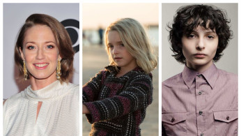 Carrie Coon, McKenna Grace and Finn Wolfhard