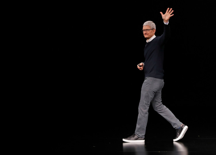 Tim Cook, CEO of Apple, says farewell at the end of an Apple special event at the Steve Jobs Theater in Cupertino