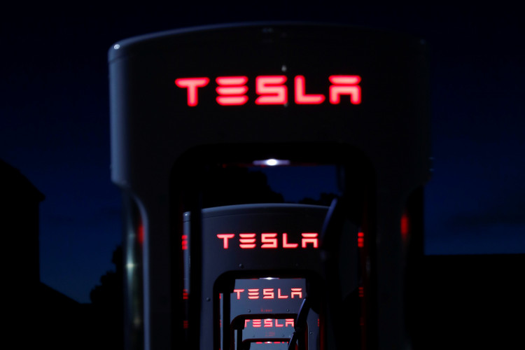 Tesla Superchargers are shown in Mojave, California