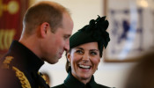 Britain's Prince William and Catherine, Duchess of Cambridge attend the St Patrick's Day Parade in Cavalry Barracks in Hounslow, Britain March 17, 2019. 