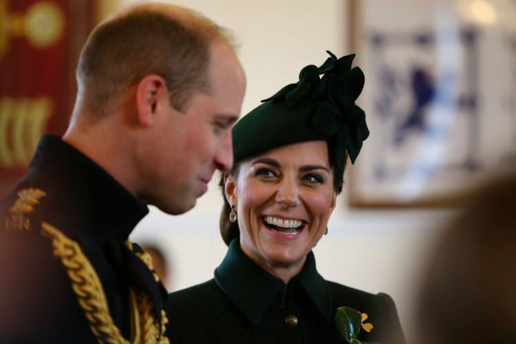 Britain's Prince William and Catherine, Duchess of Cambridge attend the St Patrick's Day Parade in Cavalry Barracks in Hounslow, Britain March 17, 2019. 