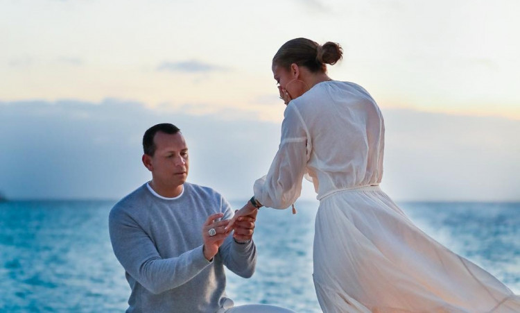 "Locking it down. #thefuturemrsrodriguez" as per Alex Rodriguez Instagram post of the precise moment J Lo said "yes."