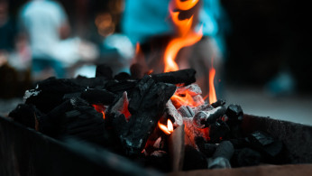 burning charcoal