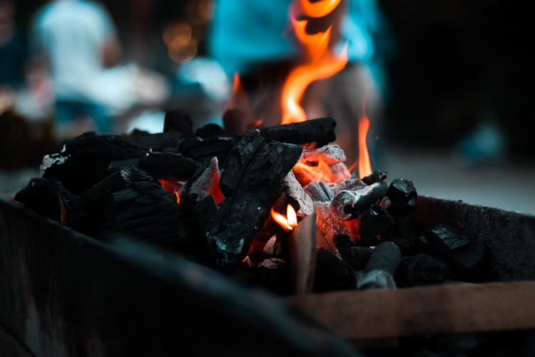 burning charcoal