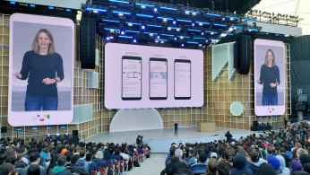 Stephanie Cuthbertson discusses the mobile operating system during the Google I/O developers conference in Mountain View
