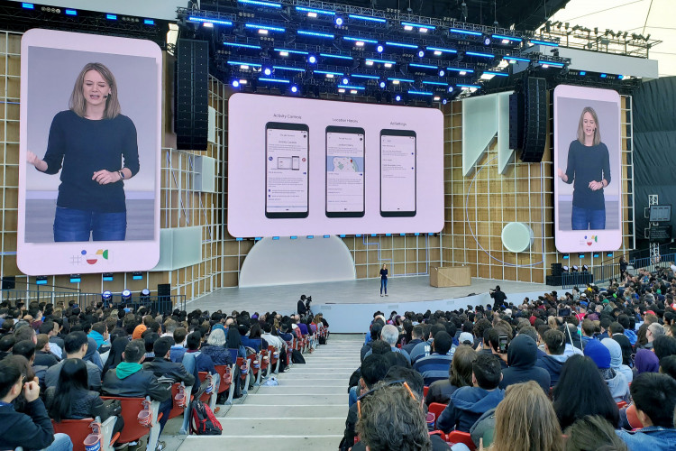 Stephanie Cuthbertson discusses the mobile operating system during the Google I/O developers conference in Mountain View