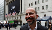 Uber Technologies Inc., CEO Dara Khosrowshahi outside NYSE ahead of company's IPO in New York