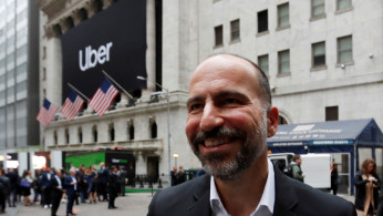 Uber Technologies Inc., CEO Dara Khosrowshahi outside NYSE ahead of company's IPO in New York