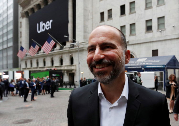 Uber Technologies Inc., CEO Dara Khosrowshahi outside NYSE ahead of company's IPO in New York