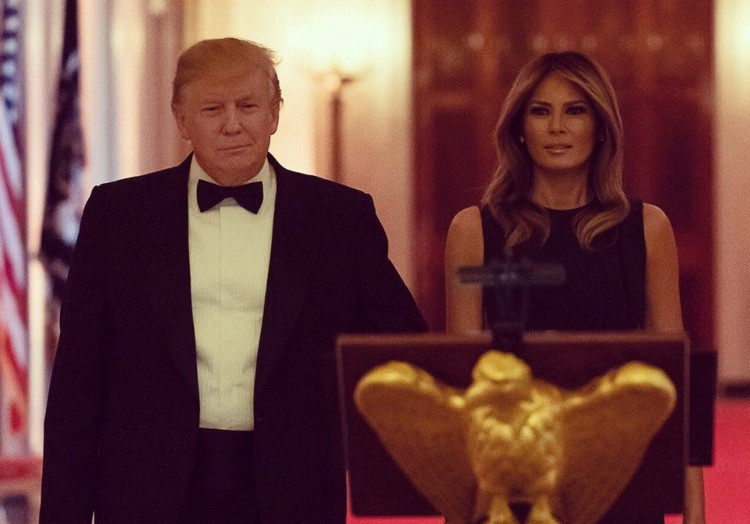 Melania and Donald Trump at the White House Historical Association Dinner: Recently, Melania Arrives In Tokyo Wearing The Same Calvin Klein Dress She Wore When She Left The White House